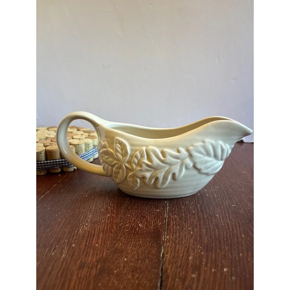 Celebrate Fall Together Kohl's Cream Ceramic Oak Leaf Gravy Boat 63HVTHAB4